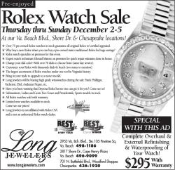 Rolex Watch Sale Thursday thru Sunday