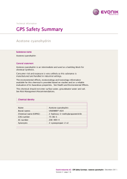 GPS Safety Summary Acetone cyanohydrin