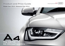 Product and Price Guide The A4/S4 Model Year 2015. Released May 2014