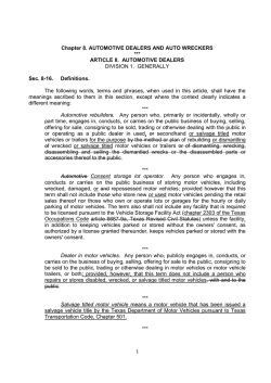 Chapter 8. AUTOMOTIVE DEALERS AND AUTO WRECKERS *** ARTICLE II. AUTOMOTIVE DEALERS