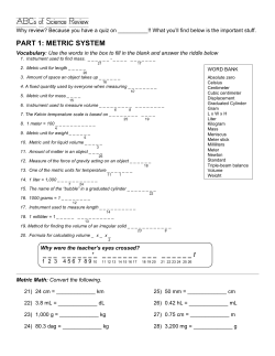 ABCs of Science Review PART 1: METRIC SYSTEM Vocabulary