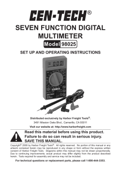 Seven function digital multimeter 98025 Set up and operating inStructionS