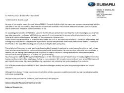 To: Port Processors &amp; Subaru Port Operations