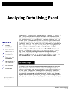Analyzing Data Using Excel