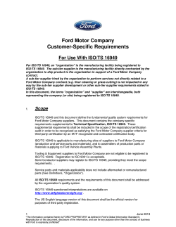 Ford Motor Company Customer-Specific Requirements  For Use With ISO/TS 16949