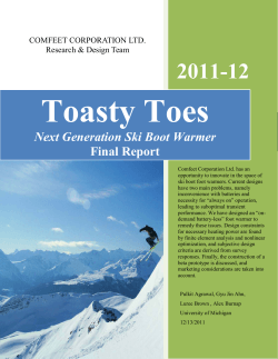Toasty Toes 2011-12 Next Generation Ski Boot Warmer Final Report