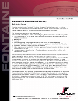 Fontaine Fifth Wheel Limited Warranty