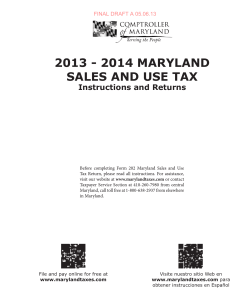 2013 - 2014 MARYLAND SALES AND USE TAX Instructions and Returns
