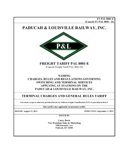 PADUCAH &amp; LOUISVILLE RAILWAY, INC. FREIGHT TARIFF PAL 8001-E