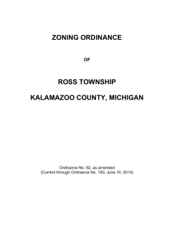 ZONING ORDINANCE ROSS TOWNSHIP KALAMAZOO COUNTY, MICHIGAN