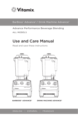 Use and Care Manual I BarBoss Advance