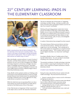 21 CENTURY LEARNING: iPADS IN THE ELEMENTARY CLASSROOM ST