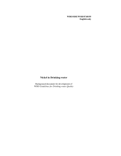 Nickel in Drinking-water WHO/SDE/WSH/07.08/55 English only