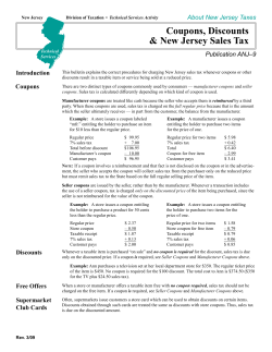 Coupons, Discounts &amp; New Jersey Sales Tax Publication ANJ–9