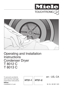Operating and Installation Instructions Condenser Dryer T 8012 C