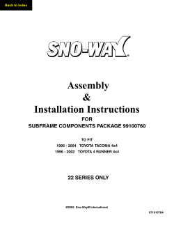 Assembly &amp; Installation Instructions FOR