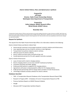 Electric Vehicle Policies, Fleet, and Infrastructure: Synthesis  Prepared for Jeff Doyle