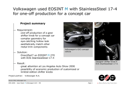 Volkswagen used EOSINT with StainlessSteel 17-4 M