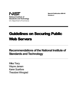 Guidelines on Securing Public Web Servers Recommendations of the National Institute of