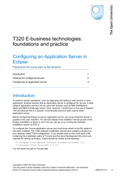 T320 E-business technologies: foundations and practice Configuring an Application Server in Eclipse