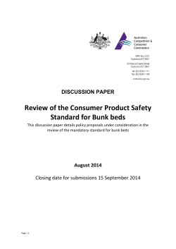 Review of the Consumer Product Safety Standard for Bunk beds  DISCUSSION PAPER