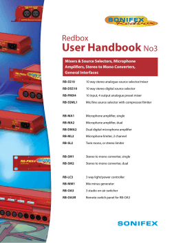 User Handbook Redbox No3 Mixers &amp; Source Selectors, Microphone