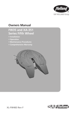 Owners Manual FW35 and XA-351 Series Fifth Wheel XL-FW483 Rev F