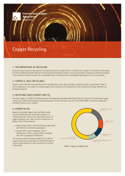 Copper Recycling 1. THE IMPORTANCE OF RECYCLING