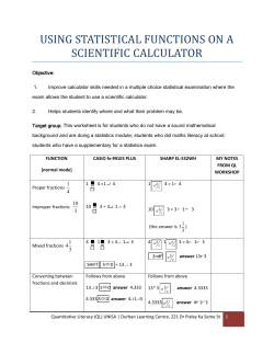 USING STATISTICAL FUNCTIONS ON A SCIENTIFIC CALCULATOR