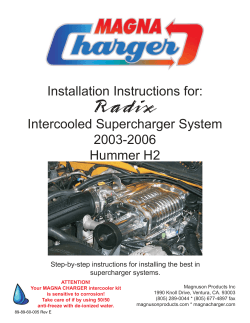 Radix Installation Instructions for: Intercooled Supercharger System 2003-2006