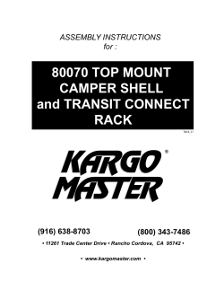 80070 TOP MOUNT CAMPER SHELL and TRANSIT CONNECT RACK