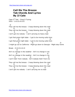 Call Me The Breeze Tab Chords And Lyrics By JJ Cale