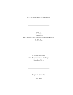 The Entropy of Musical Classification A Thesis Presented to