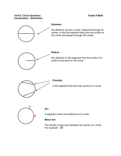 Unit 8: Circle Geometry  Grade 9 Math Introduction:  Definitions