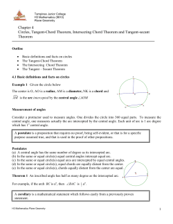 Chapter 4 Circles, Tangent-Chord Theorem, Intersecting Chord Theorem and Tangent-secant Theorem