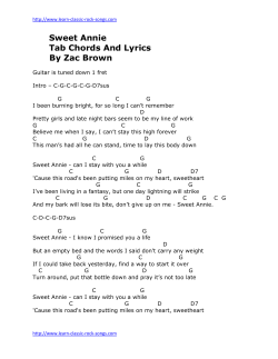 Sweet Annie Tab Chords And Lyrics By Zac Brown