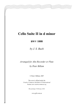 Cello Suite II in d minor 1008 by J. S. Bach BWV