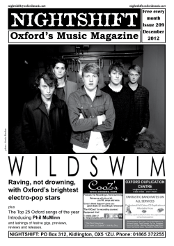 NIGHTSHIFT Oxford’s Music Magazine All aboard for Raving, not drowning,