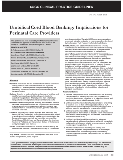 Umbilical Cord Blood Banking: Implications for Perinatal Care Providers