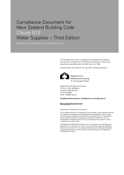 Compliance Document for New Zealand Building Code Water Supplies – Third Edition