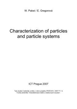 Characterization of particles and particle systems W. Pabst / E. Gregorová