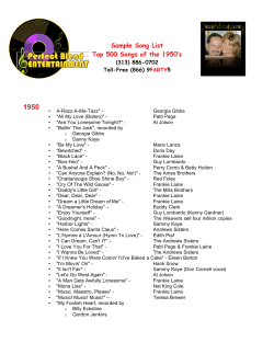 Sample Song List Top 500 Songs of the 1950’s (313) 886-0702