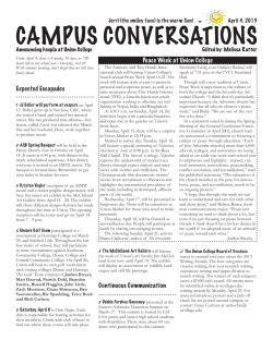 CAMPUS CONVERSATIONS Edited by: Melissa Ratter Announcing hoopla at Union College
