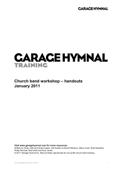 TRAINING  Church band workshop – handouts January 2011