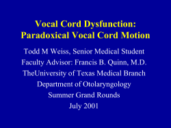 Vocal Cord Dysfunction: Paradoxical Vocal Cord Motion
