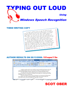 TYPING OUT LOUD SCOT OBER Windows Speech Recognition Using