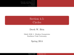Section 4.5: Circles Derek W. Hein Spring 2014
