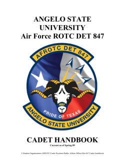 ANGELO STATE UNIVERSITY Air Force ROTC DET 847 CADET HANDBOOK