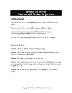 Singing the Words Teacher and Student Objectives