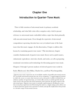 Chapter One Introduction to Quarter-Tone Music